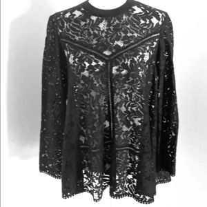 Zara long sleeve black lace top